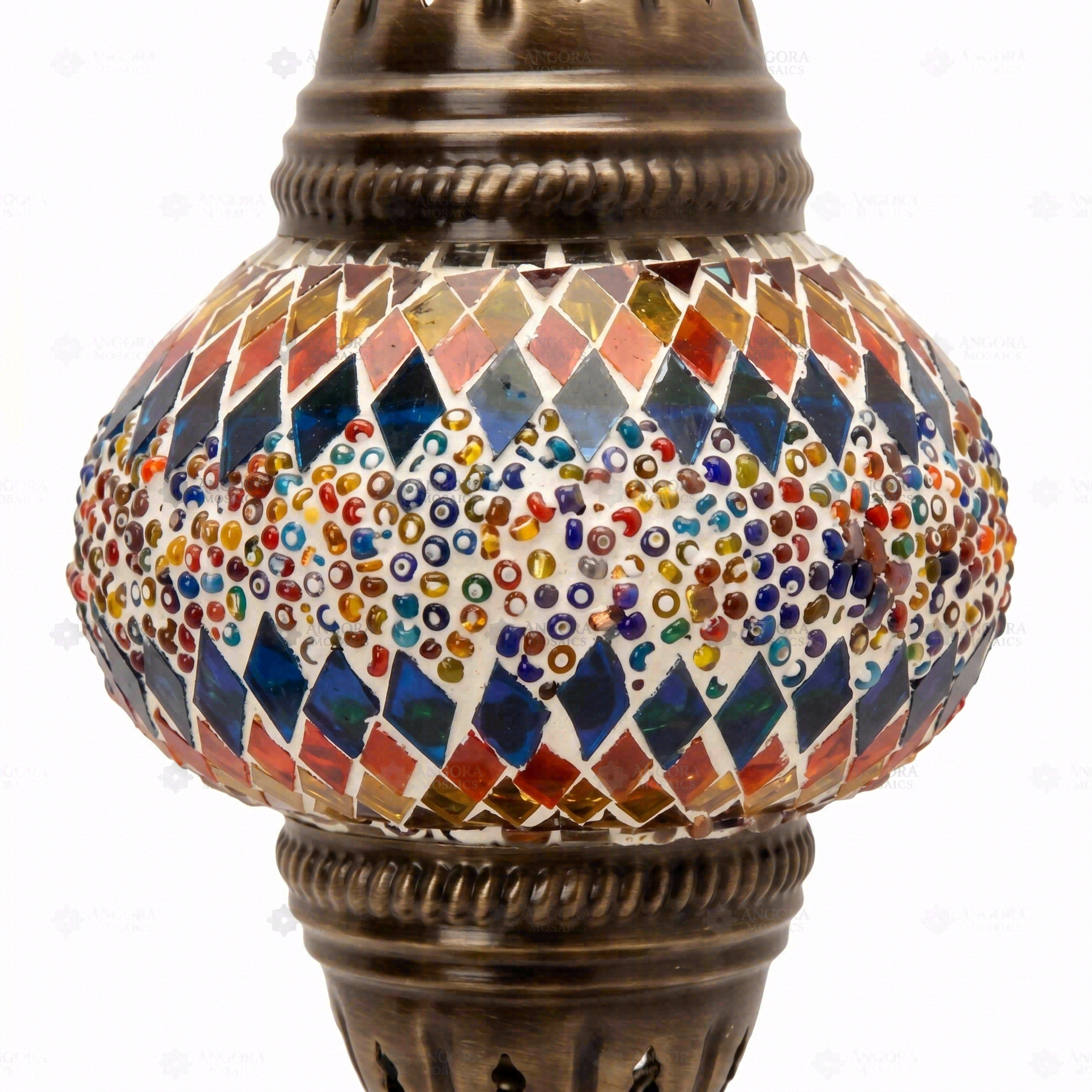 Close-up of Multicolor multicolor jewel mosaic glass globe pattern — table lamp (ENV MUN2003)