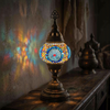 Blue blue jewel Turkish mosaic table lamp in styled room — handmade Moroccan table lamp (ENV MUN2010)