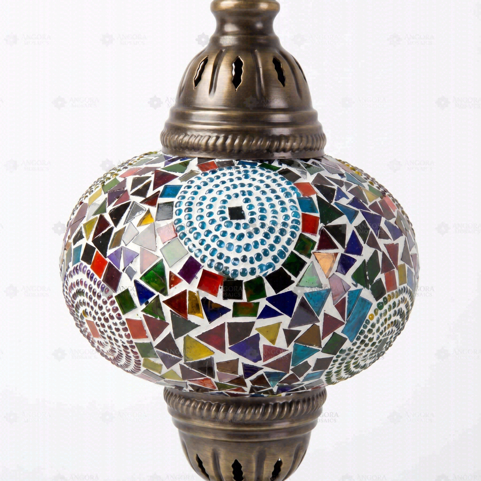 Close-up of Multicolor multicolor jewel mosaic glass globe pattern — table lamp (ENV MUN3001)