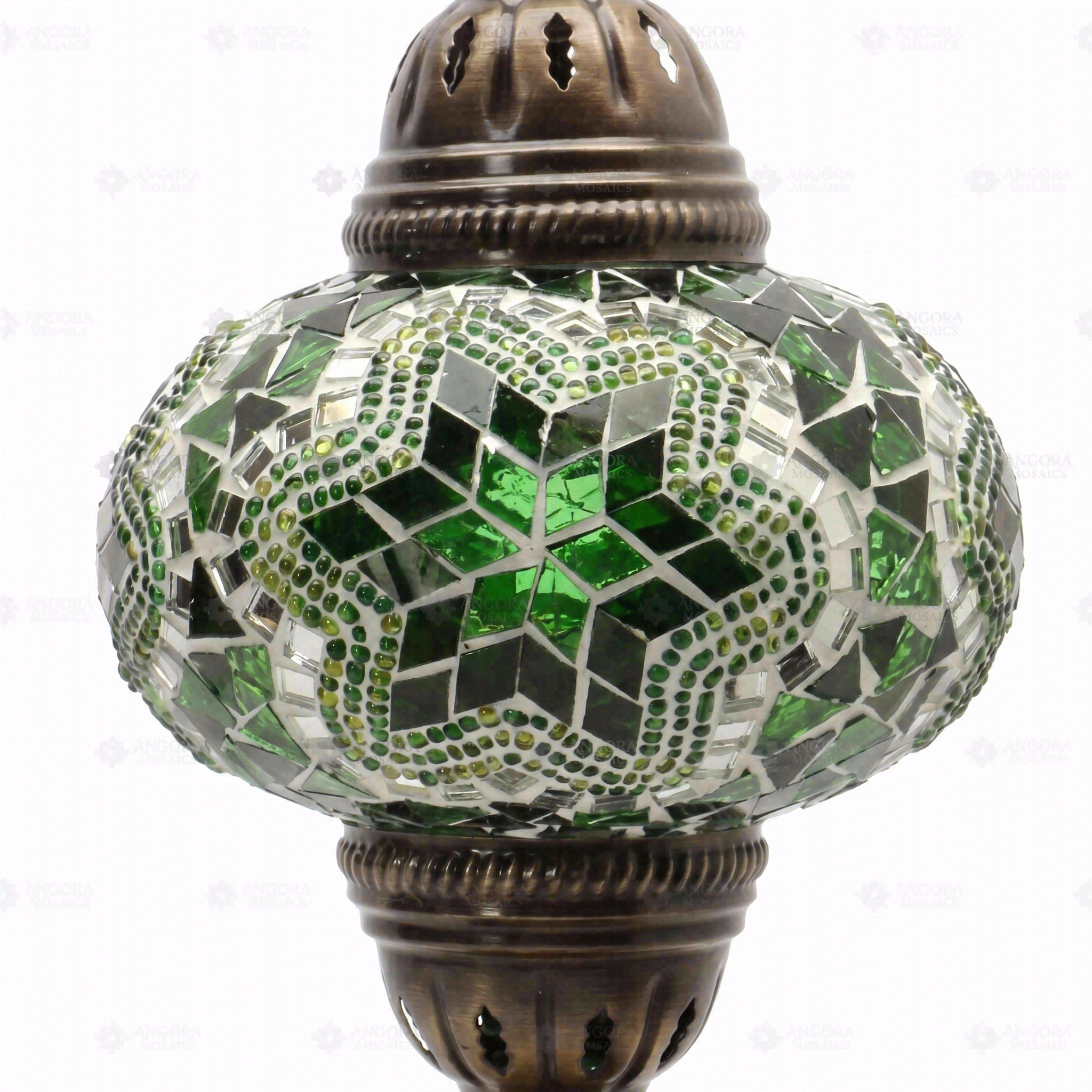 Close-up of Green green jewel mosaic glass globe pattern — table lamp (ENV MUN3003)