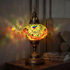 Multicolor multicolor jewel Turkish mosaic table lamp in styled room — handmade Moroccan table lamp (ENV MUN3004)