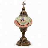 Full view of handmade Multicolor multicolor jewel Turkish mosaic table lamp on white background (ENV MUN3004)