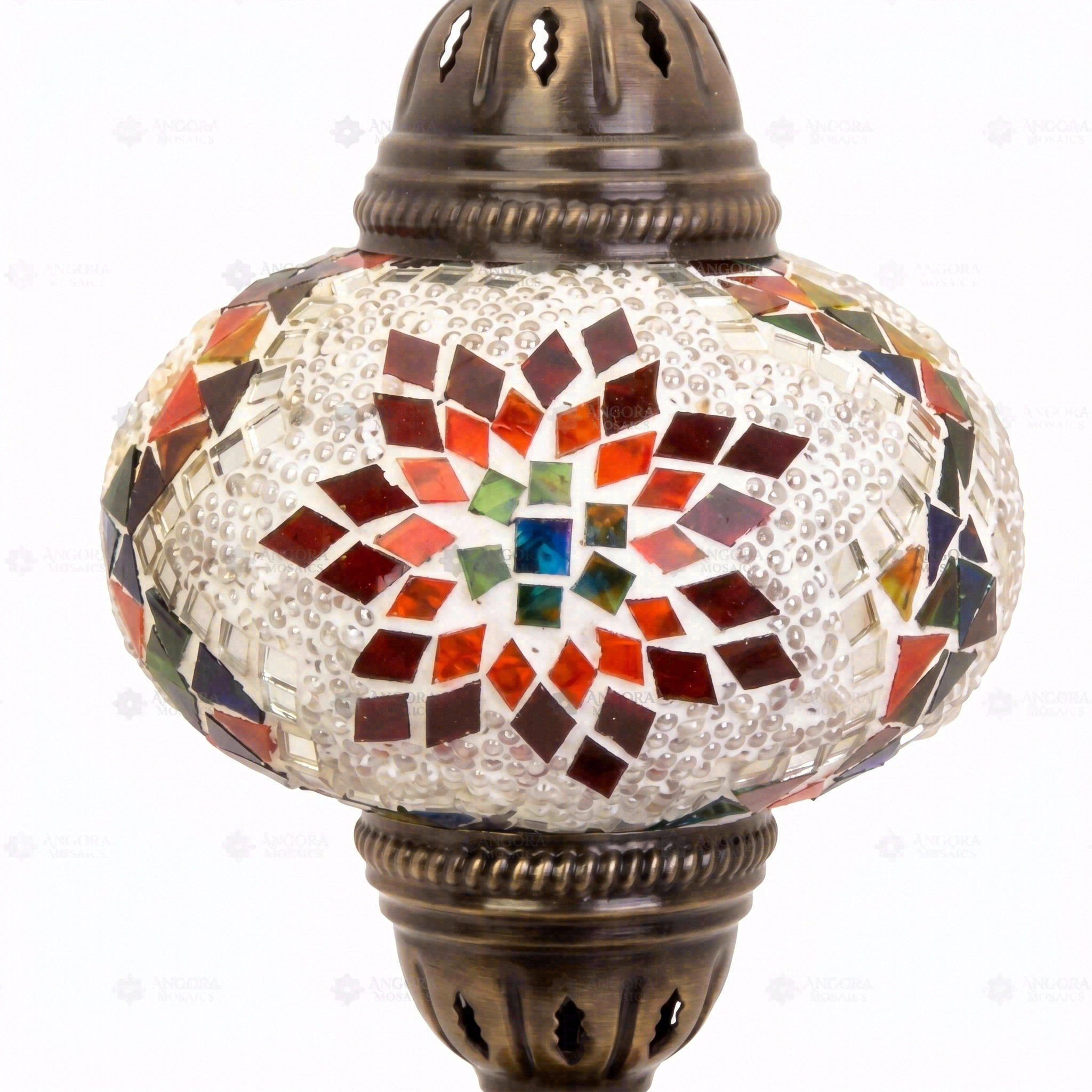 Close-up of Multicolor multicolor jewel mosaic glass globe pattern — table lamp (ENV MUN3007)