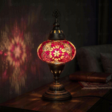 Pink pink rose Turkish mosaic table lamp in styled room — handmade Moroccan table lamp (ENV MUN3008)
