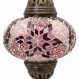 Close-up of Pink pink rose mosaic glass globe pattern — table lamp (ENV MUN3008)