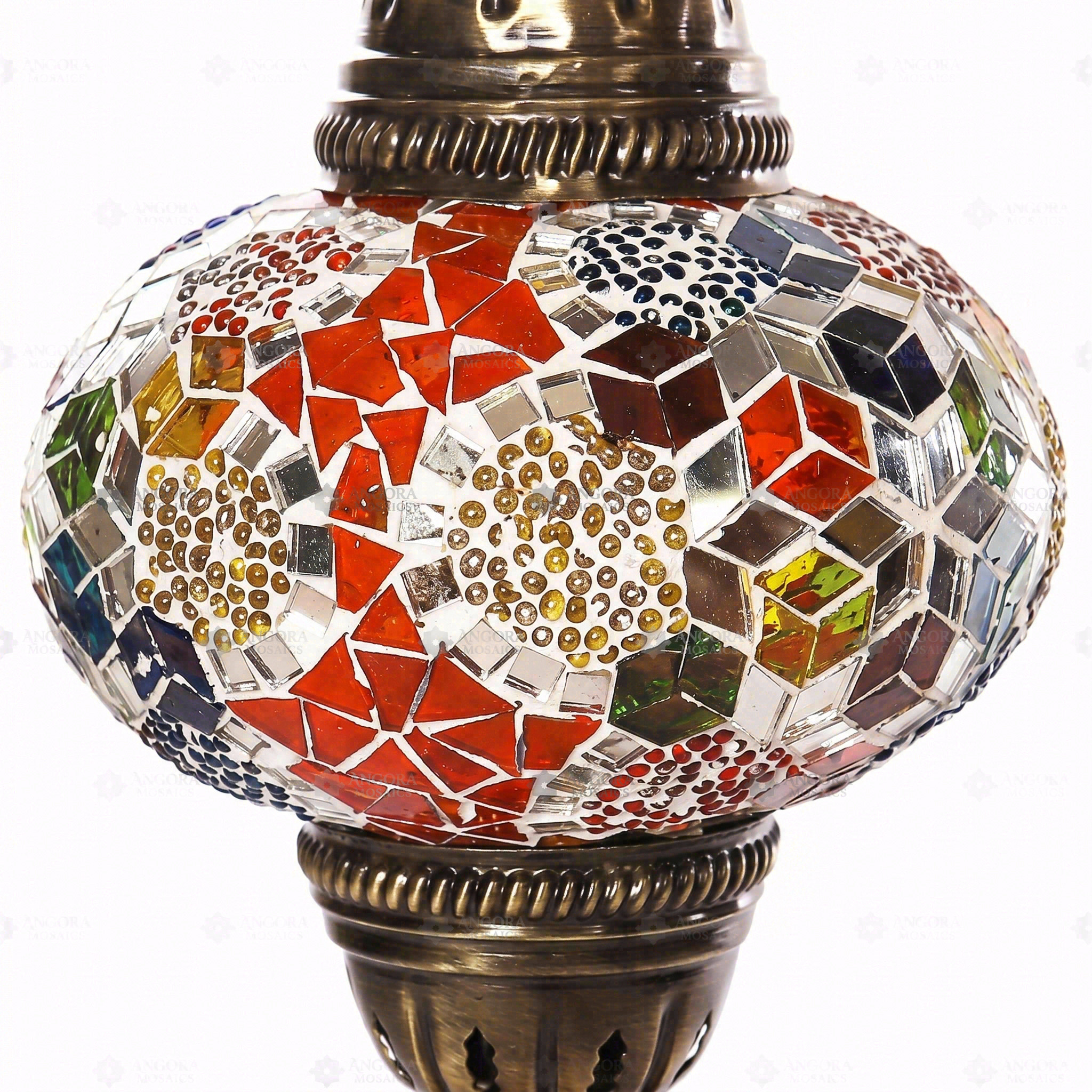 Close-up of Multicolor multicolor jewel mosaic glass globe pattern — table lamp (ENV MUN3012)