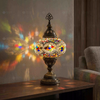 Multicolor multicolor jewel Turkish mosaic table lamp in styled room — handmade Moroccan table lamp (ENV MUN3014)