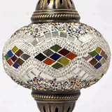 Close-up of Multicolor multicolor jewel mosaic glass globe pattern — table lamp (ENV MUN3014)