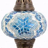 Close-up of Blue blue jewel mosaic glass globe pattern — table lamp (ENV MUN3016)