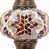 Close-up of Multicolor multicolor jewel mosaic glass globe pattern — table lamp (ENV MUN3017)