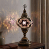 Purple purple jewel Turkish mosaic table lamp in styled room — handmade Moroccan table lamp (ENV MUN3019)