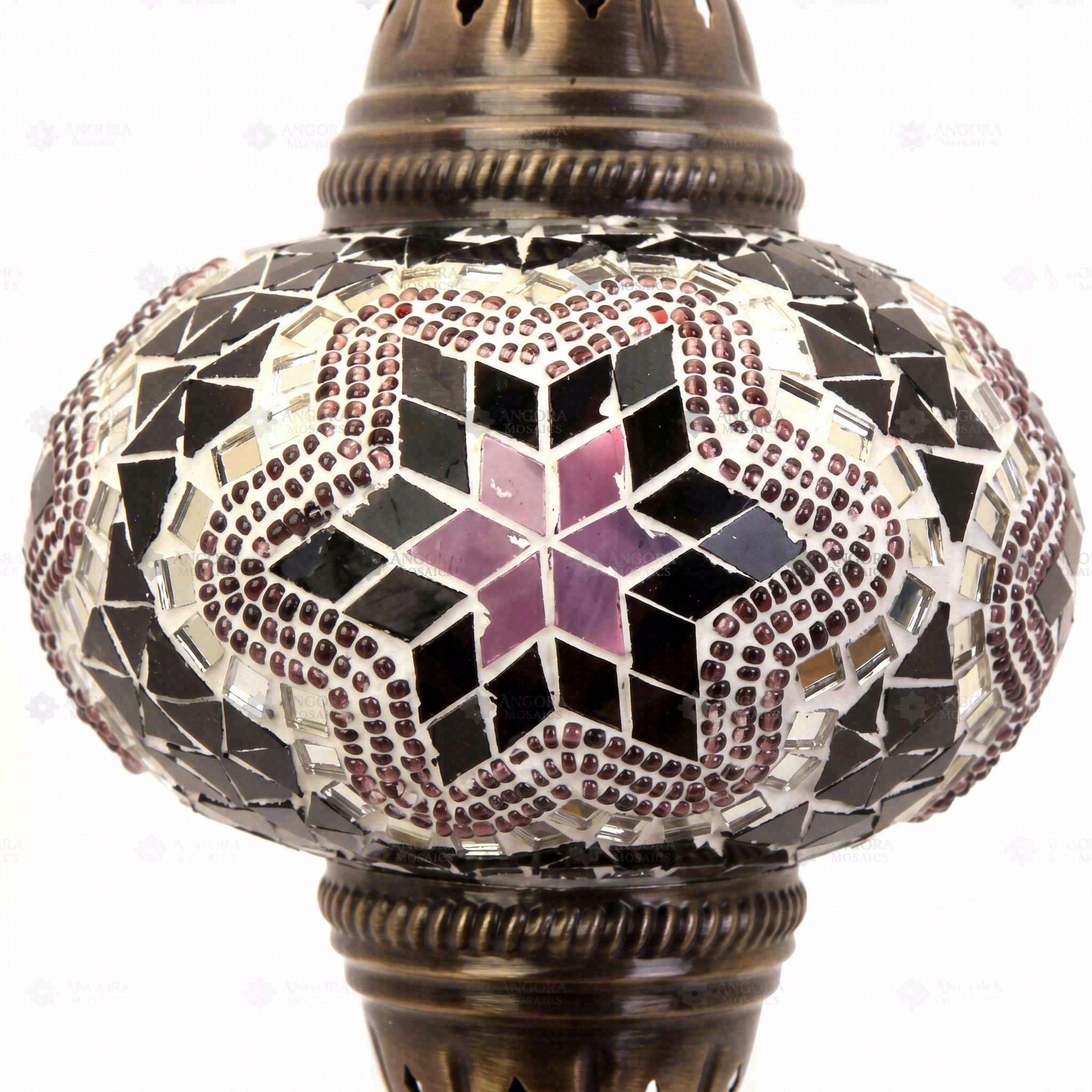 Close-up of Purple purple jewel mosaic glass globe pattern — table lamp (ENV MUN3019)
