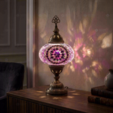 Purple purple jewel Turkish mosaic table lamp in styled room — handmade Moroccan table lamp (ENV MUN3020)