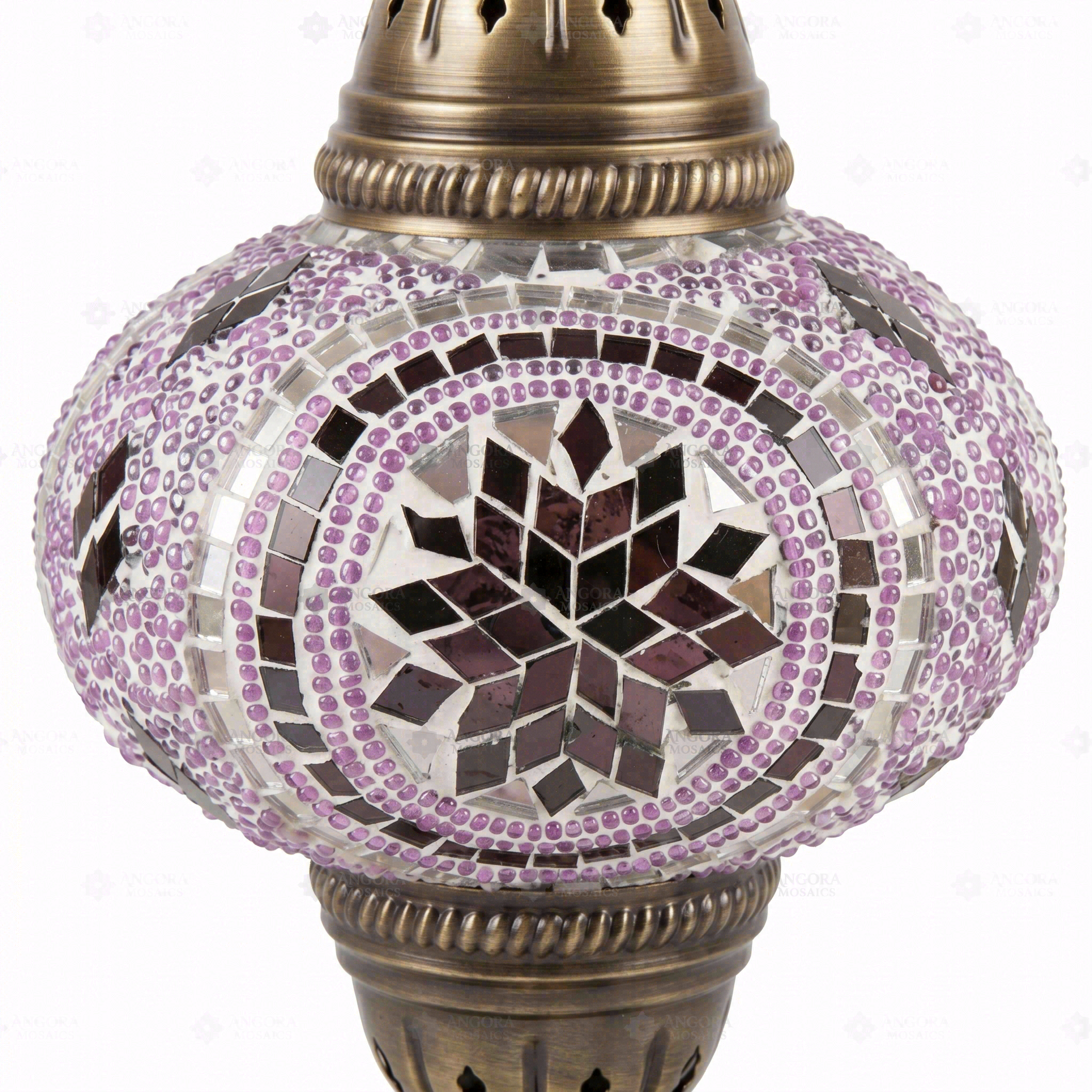 Close-up of Purple purple jewel mosaic glass globe pattern — table lamp (ENV MUN3020)