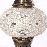 Close-up of White white glow mosaic glass globe pattern — table lamp (ENV MUN3023)