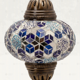 Close-up of Blue blue jewel mosaic glass globe pattern — table lamp (ENV MUN3028)