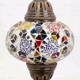 Close-up of Multicolor multicolor jewel mosaic glass globe pattern — table lamp (ENV MUN3029)