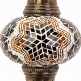 Close-up of Amber warm amber mosaic glass globe pattern — table lamp (ENV MUN3031)