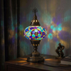 Blue blue jewel Turkish mosaic table lamp in styled room — handmade Moroccan table lamp (ENV MUN3032)