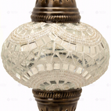 Close-up of Clear clear neutral mosaic glass globe pattern — table lamp (ENV MUN3036)
