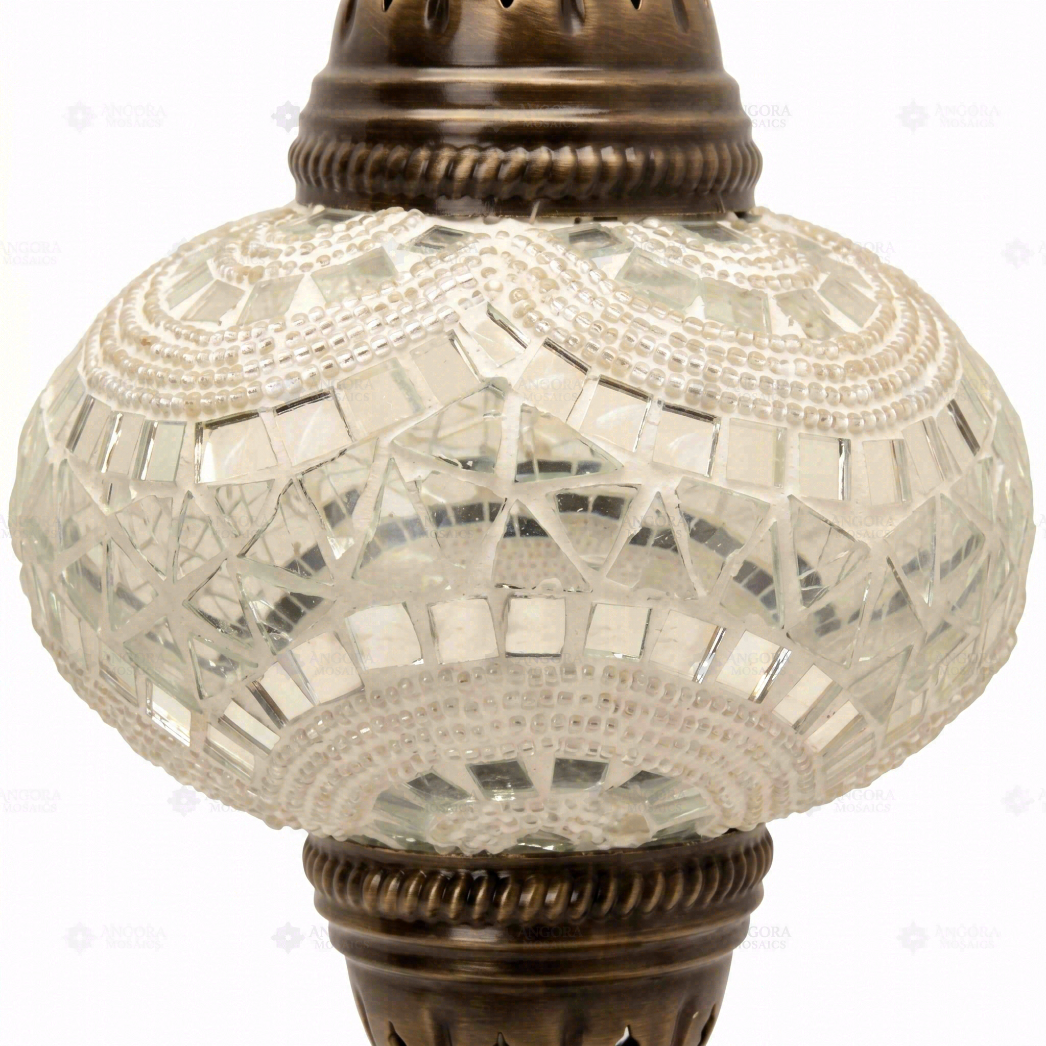 Close-up of Clear clear neutral mosaic glass globe pattern — table lamp (ENV MUN3036)