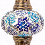 Close-up of Blue blue jewel mosaic glass globe pattern — table lamp (ENV MUN3040)