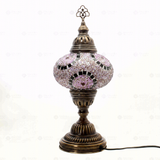 Full view of handmade Purple purple jewel Turkish mosaic table lamp on white background (ENV MUN3041)