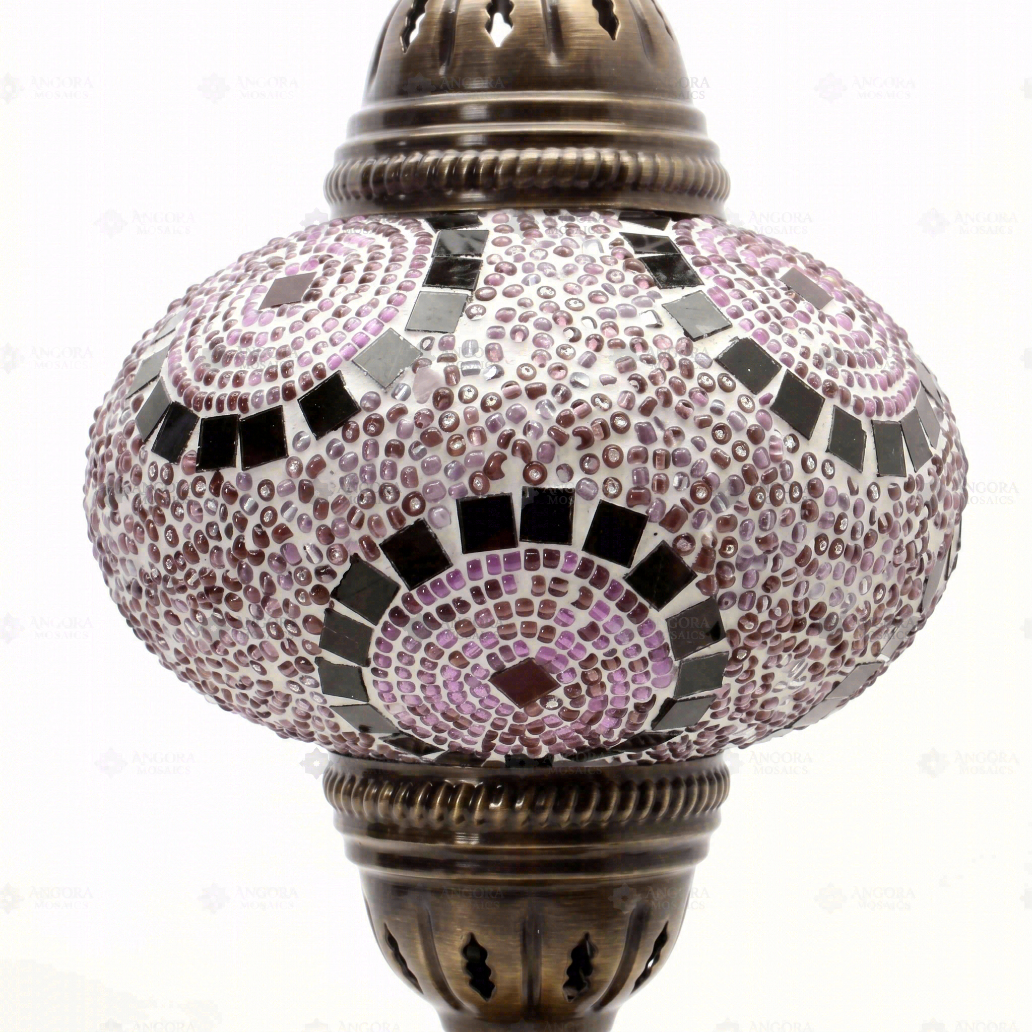 Close-up of Purple purple jewel mosaic glass globe pattern — table lamp (ENV MUN3041)