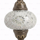 Close-up of White white glow mosaic glass globe pattern — table lamp (ENV MUN3043)