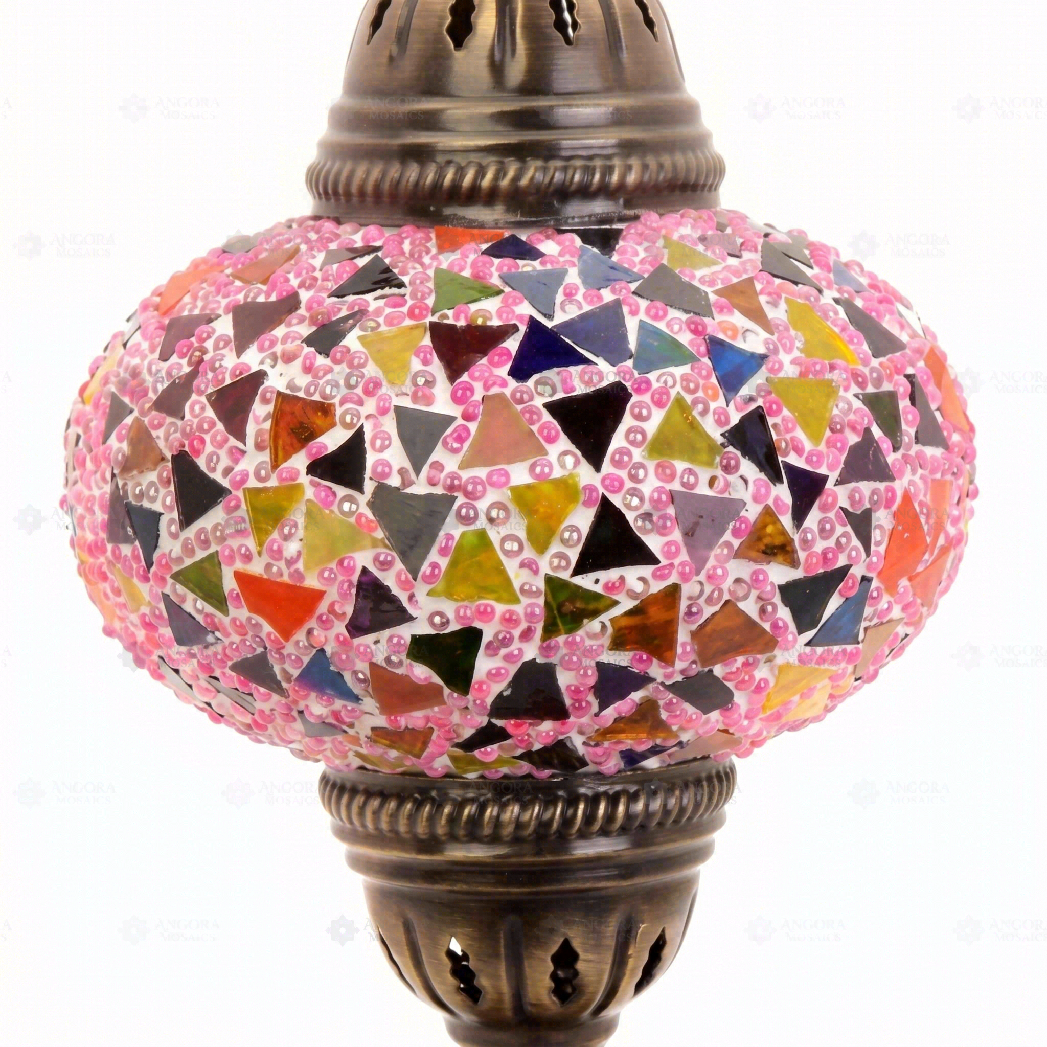 Close-up of Pink pink rose mosaic glass globe pattern — table lamp (ENV MUN3046)