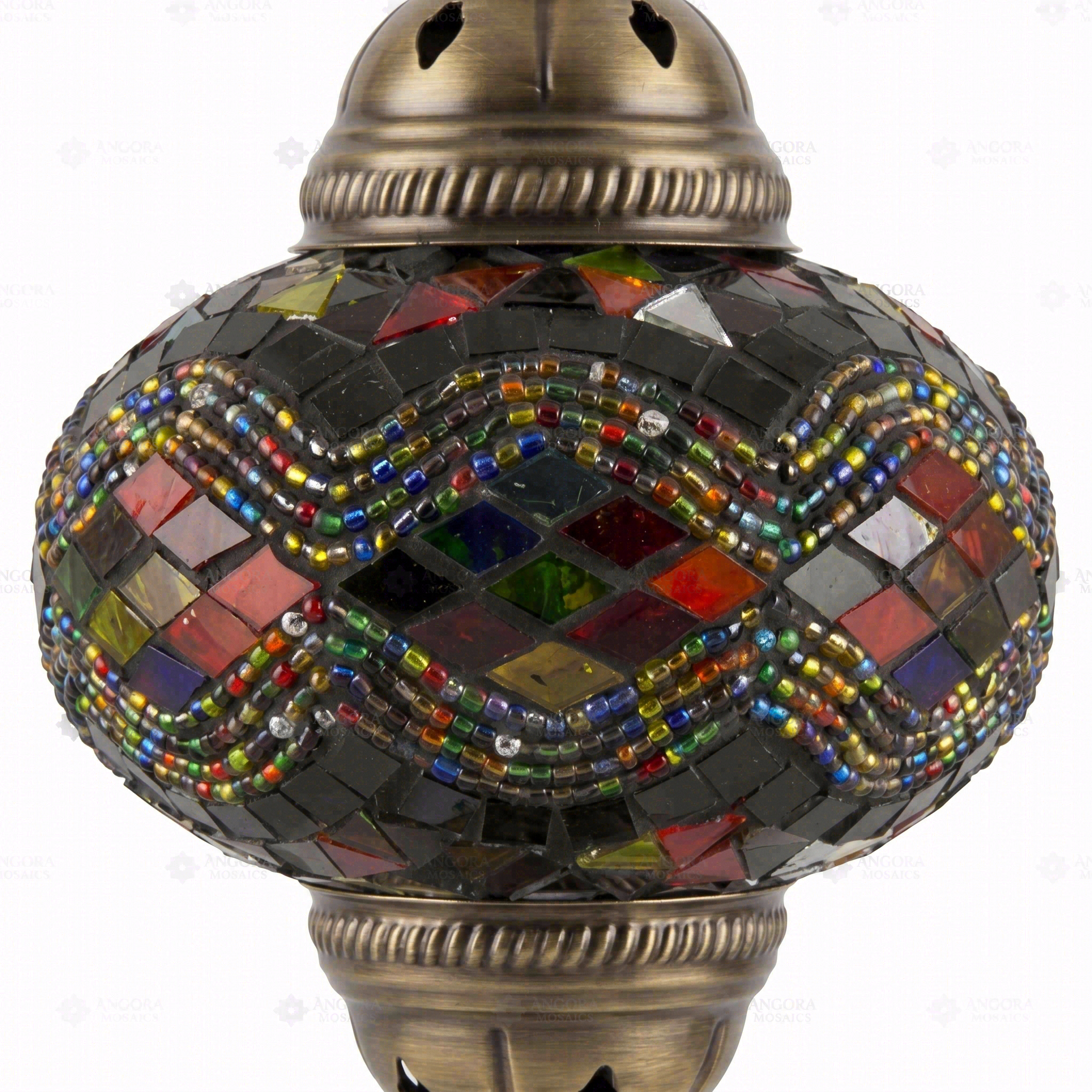 Close-up of Multicolor multicolor jewel mosaic glass globe pattern — table lamp (ENV MUN3047)