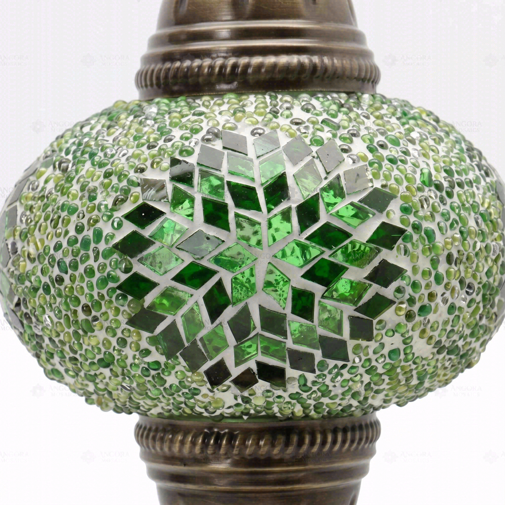 Close-up of Green green jewel mosaic glass globe pattern — table lamp (ENV MUN3048)