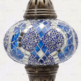 Close-up of Blue blue jewel mosaic glass globe pattern — table lamp (ENV MUN3053)