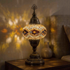Amber warm amber Turkish mosaic table lamp in styled room — handmade Moroccan table lamp (ENV MUN3057)