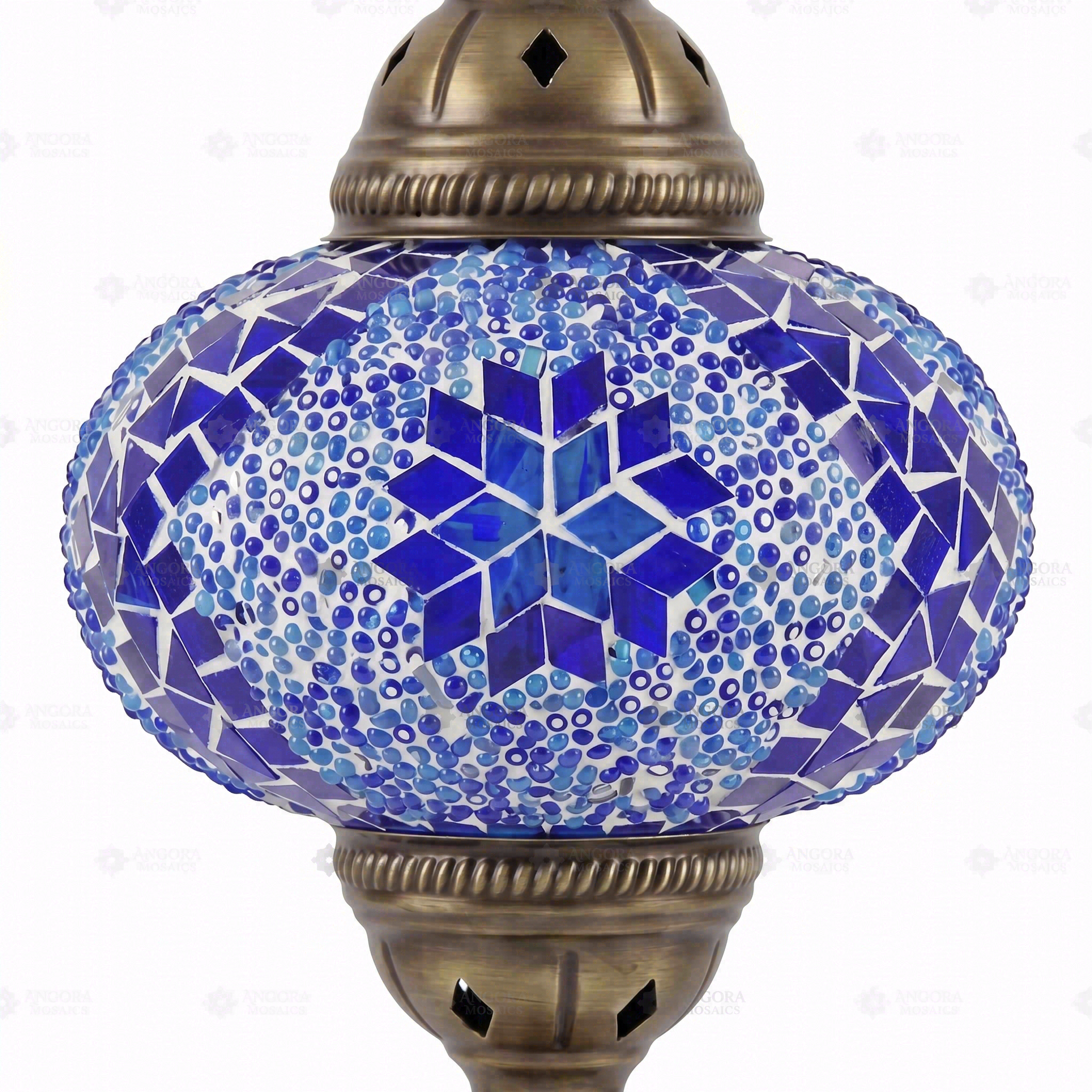 Close-up of Blue blue jewel mosaic glass globe pattern — table lamp (ENV MUN3058)