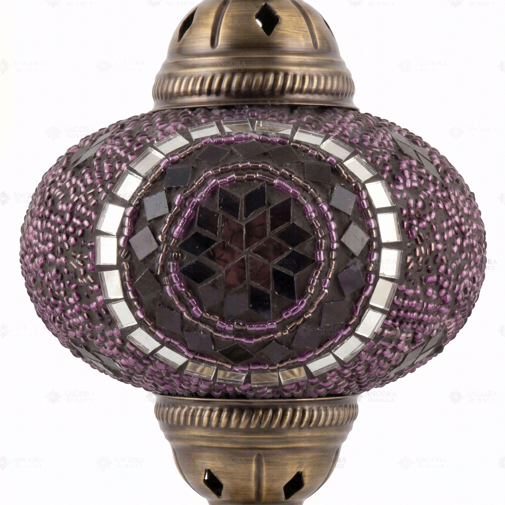 Close-up of Purple purple jewel mosaic glass globe pattern — table lamp (ENV MUN3059)