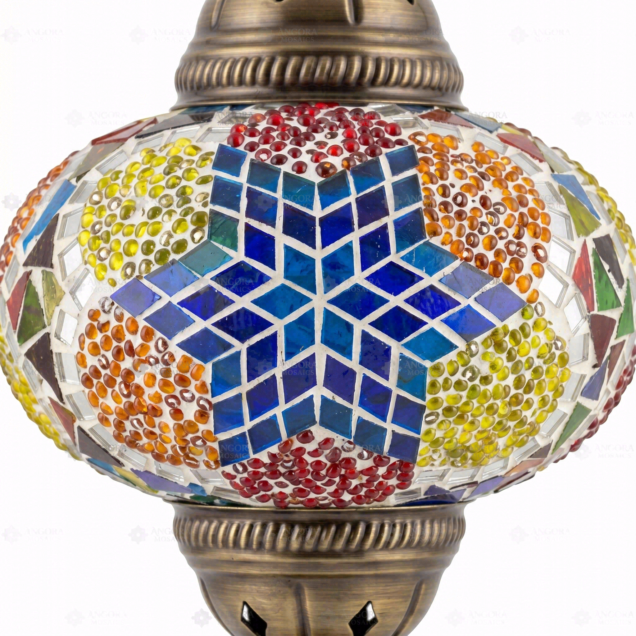 Close-up of Multicolor multicolor jewel mosaic glass globe pattern — table lamp (ENV MUN3061)