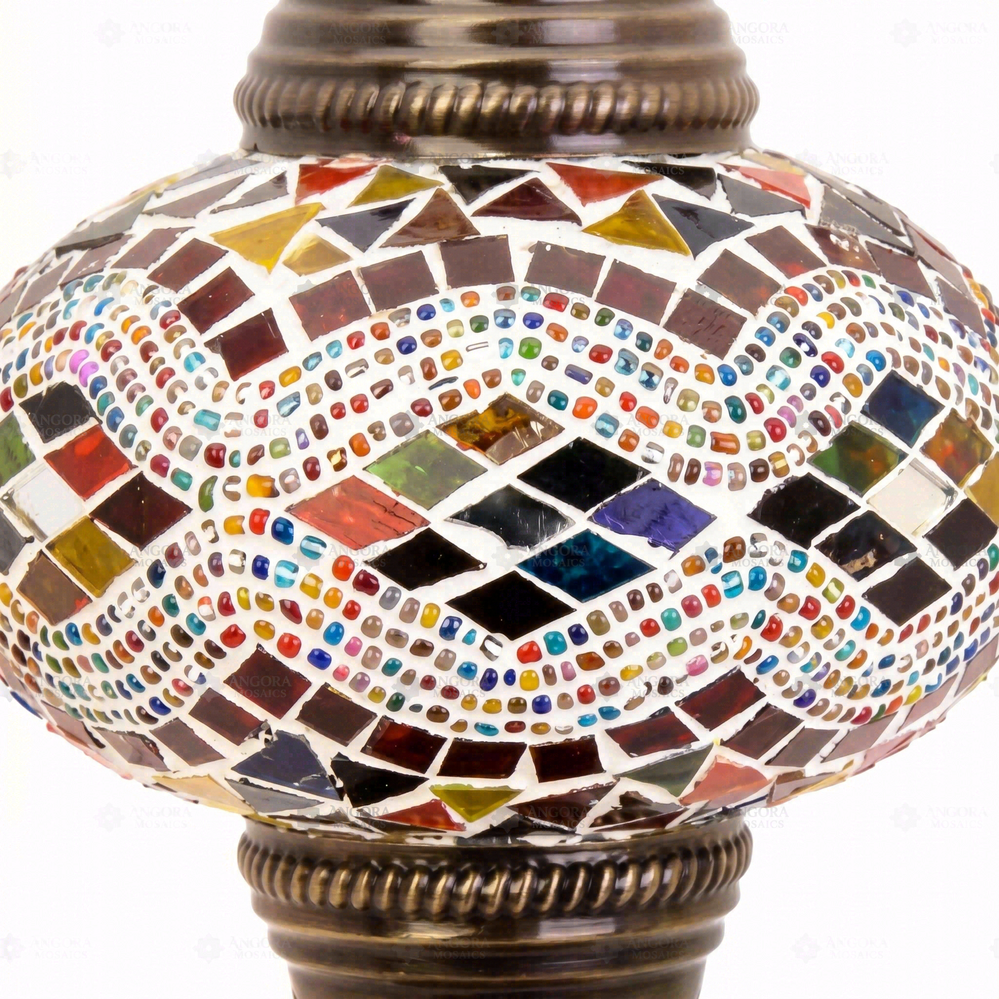 Close-up of Multicolor multicolor jewel mosaic glass globe pattern — table lamp (ENV MUN3074)