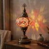 Amber warm amber Turkish mosaic table lamp in styled room — handmade Moroccan table lamp (ENV MUN3079)
