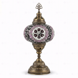 Full view of handmade Purple purple jewel Turkish mosaic table lamp on white background (ENV MUN3087)