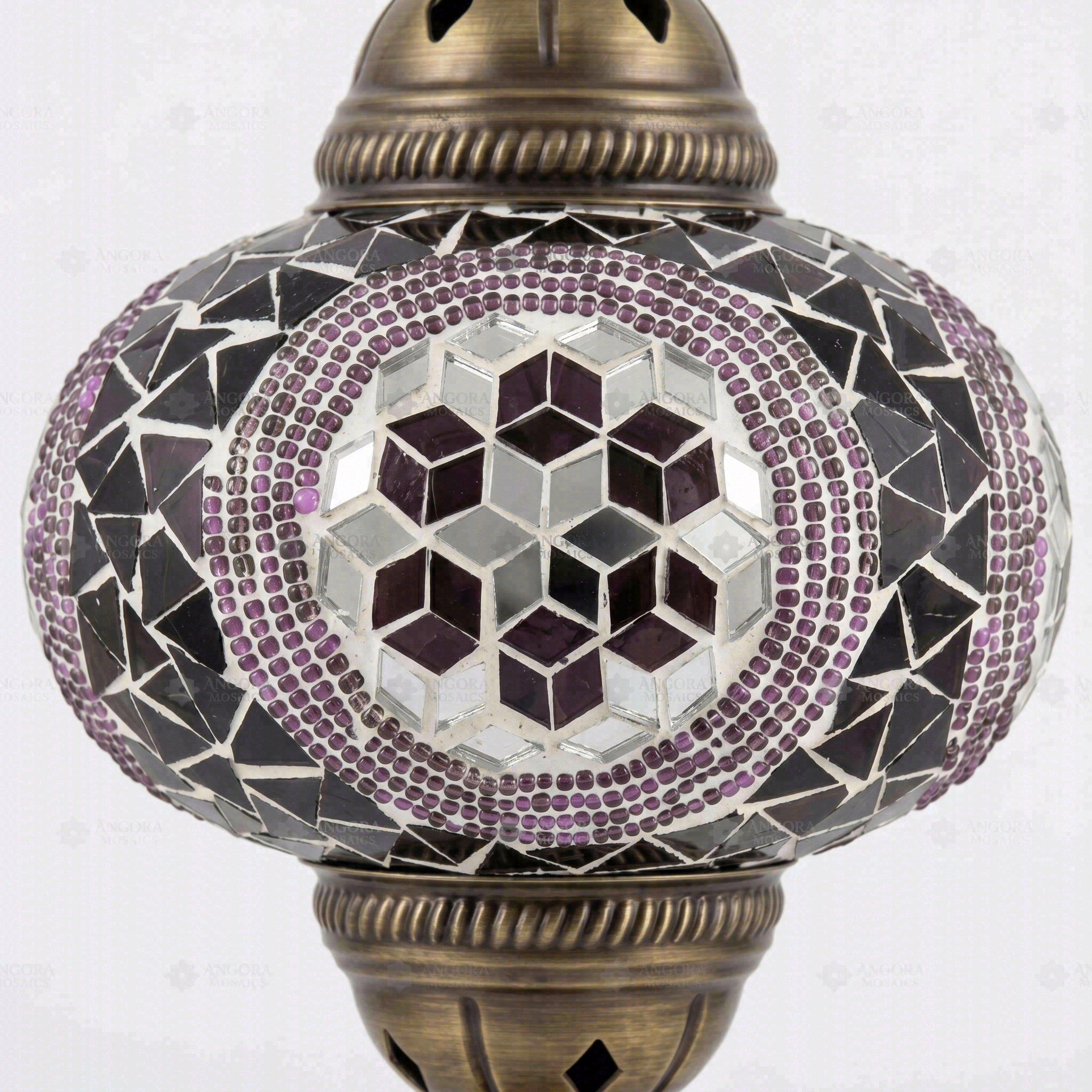 Close-up of Purple purple jewel mosaic glass globe pattern — table lamp (ENV MUN3087)