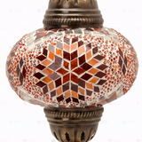 Close-up of Red ruby red mosaic glass globe pattern — table lamp (ENV MUN3090)