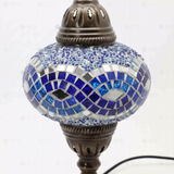 Close-up of Blue blue jewel mosaic glass globe pattern — table lamp (ENV MUN3094)