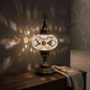White white glow Turkish mosaic table lamp in styled room — handmade Moroccan table lamp (ENV MUN3098)