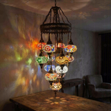 Multicolor multicolor jewel Turkish mosaic chandelier in styled room — handmade Moroccan chandelier (ENV SLT13N3 (01-03-04-09-11-13-15-17-19-21-25-29-34))