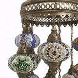 Close-up of Multicolor multicolor jewel mosaic glass globe pattern — chandelier (ENV SLT13N3 (01-03-04-09-11-13-15-17-19-21-25-29-34))