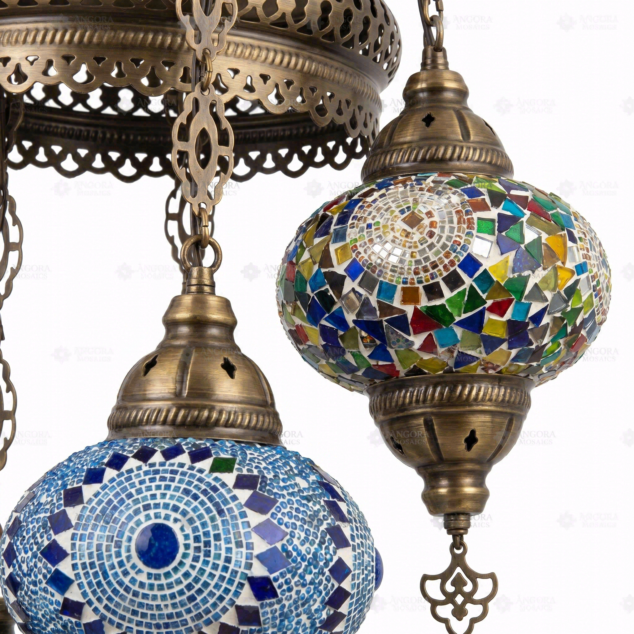 Close-up of Multicolor multicolor jewel mosaic glass globe pattern — chandelier (ENV SLT5N3 (01-06-11-13-67))