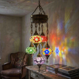 Multicolor multicolor jewel Turkish mosaic chandelier in styled room — handmade Moroccan chandelier (ENV SLT5N3 (03-07-41-61-90))