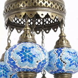 Close-up of Blue blue jewel mosaic glass globe pattern — chandelier (ENV SLT5N3 (3016))