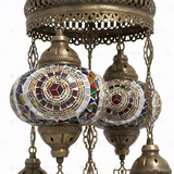 Close-up of Multicolor multicolor jewel mosaic glass globe pattern — chandelier (ENV SLT5N3 (3021))
